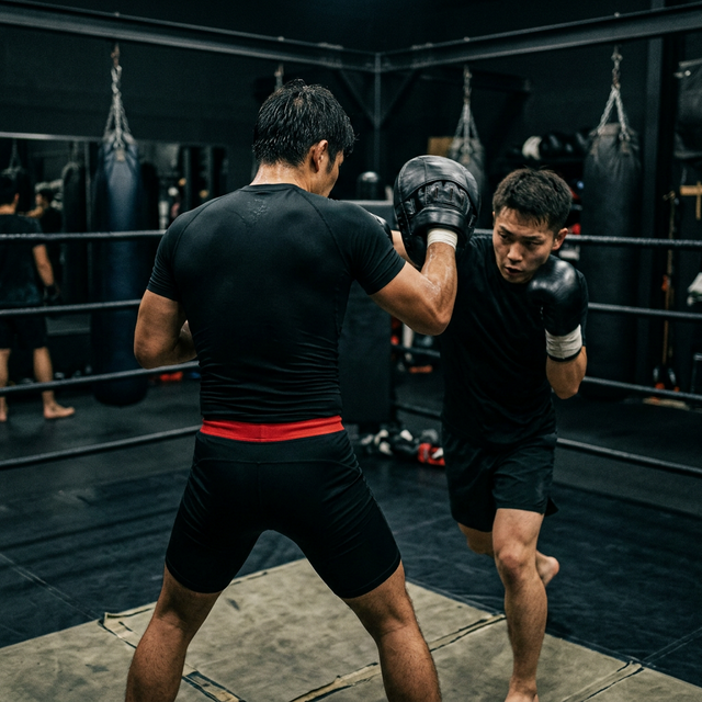 天満 キックボクシング パーソナルジム ビリオンウィン - 代表トレーナー祐介のミット打ち風景